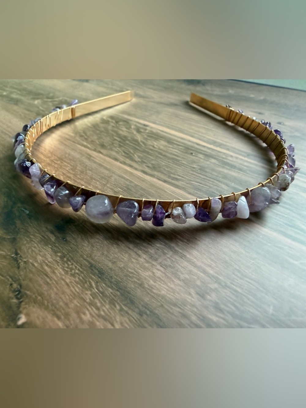 Genuine Amethyst Chip Headband Amethyst Headband Gemstone Headband